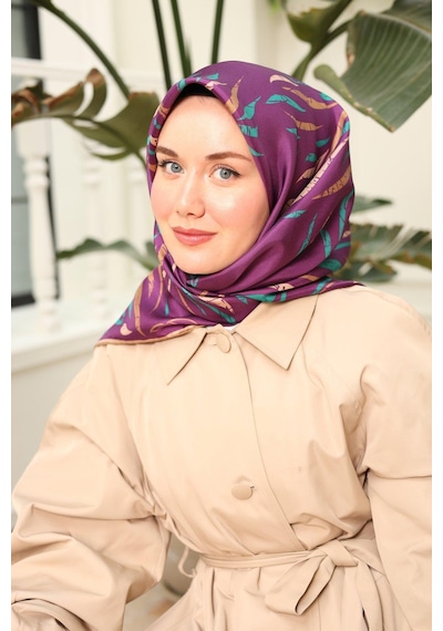 Silk Home Mürdüm Desenli Tivil İpek Eşarp 11432-04 Çok Renkli