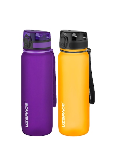 Uzspace 2'li Tritan Matara Seti 800 Ml 14 Farklı Renk Seçeneği Fiftyfifty-3053seta Mor-Turuncu
