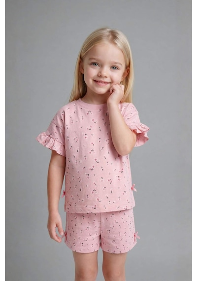 Defacto Çiçeki 2li Pembe Takım Kız Bebek H7883a526smpn666 Pembe-pn666
