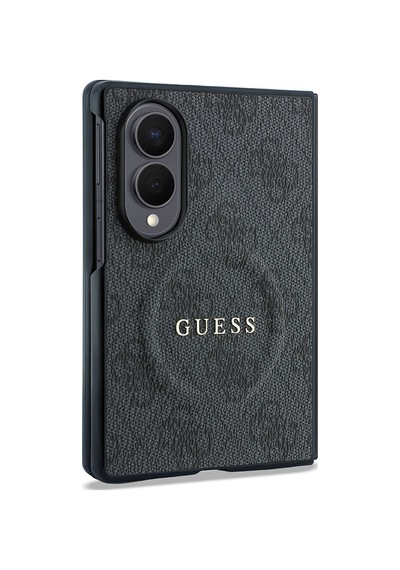 Samsung Uyumlu Galaxy Z Fold 8 Kılıf Guess Lisanslı M-safe Özellikli Pu Deri 4g Desenli Yazı Logolu Kapak Siyah