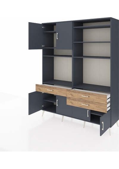Hyperion Gardrop 10 Raflı 3 Çekmeceli 8 Kapaklı 176x44x221 Antrasit-antrasit/çam Antrasit/çam Hyperion Gardrop 10 Raflı 3 Çekmeceli 8 Kapaklı 176x44x221 Antrasit-antrasit/çam Antrasit/çam