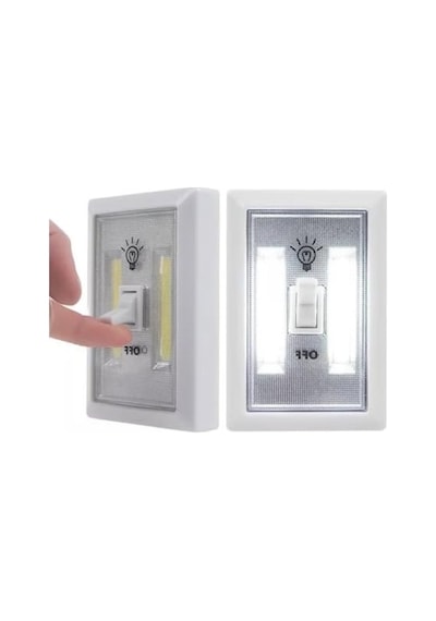 4 Adet Pille Çalışan Mıknatıslı Duvar Anahtarı Cob Led Lamba, Kablosuz Aydınlatma 10 Parça Siyah