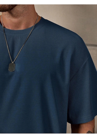 Tarzsokak Manfinity Homme Loose Fit Erkek Düz Renk Düşük Omuz Tişört Ve Şort Takımı Beyaz