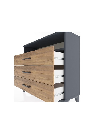 Arges Şifonyer Tek Raflı 3 Çekmeceli 88x30x80 Antrasit-çam Antrasit