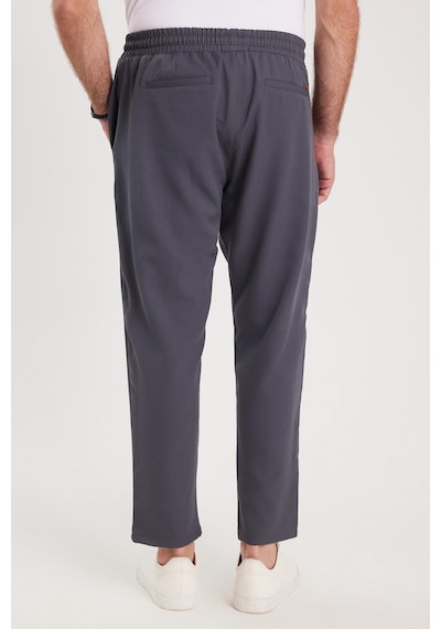 Tudors Erkek Regular Fit Beli Lastikli Bağcıklı Jogger Koyu Gri Pantolon Rahat Kesim Yan Cepli-36901 Koyu Gri