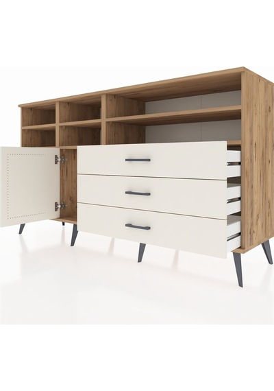 Kronos Konsol 8 Raflı 3 Çekmeceli Tek Kapaklı 176x59x99 Çam-ayta Çam-aytaşı