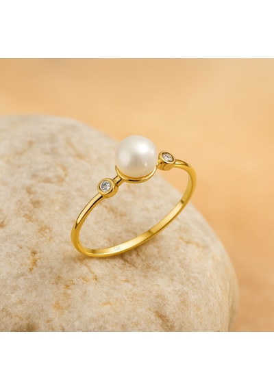14k Solid Gold Tektaş İnci Yüzük 14 Ayar Altın