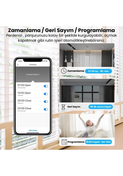 Tuya Mini Wifi Akıllı Perde Panjur Kontrol Rölesi Tuya, Smart Life, Google Home, Amazon Alexa, Home Assistant Destek Diğer
