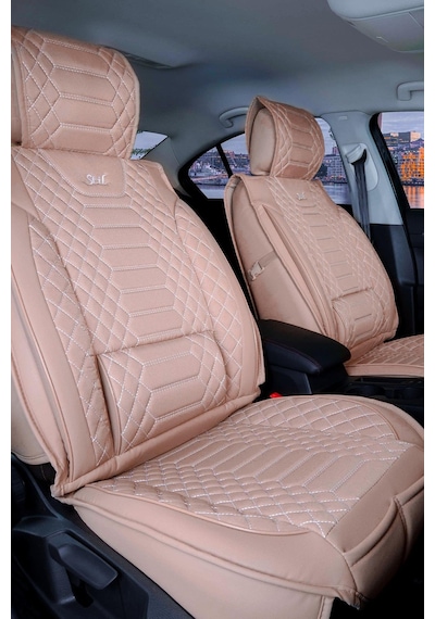 Daewoo Matiz Uyumlu Lüx Deri Oto Koltuk Kılıfı Ön Arka Takım Crystal Bej