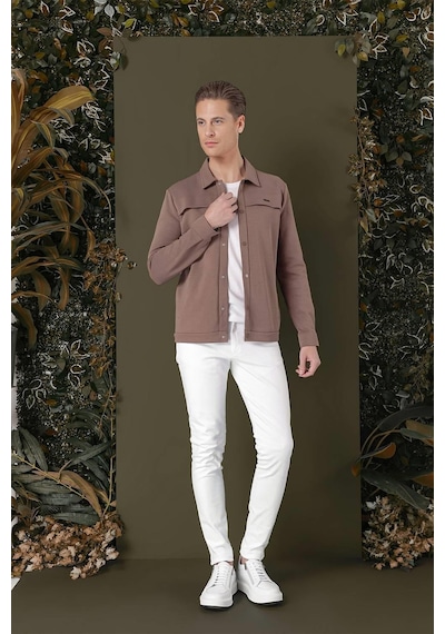 Efor G 1562 Slim Fit Kakao Klasik Gömlek Kahverengi