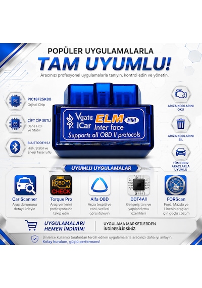 Elm Obd2 Çift Anakartlı Bluetooth Pıc18f25k80 Destekli Ddt4all-torque Pro-dtcfix İos Android Uyumlu