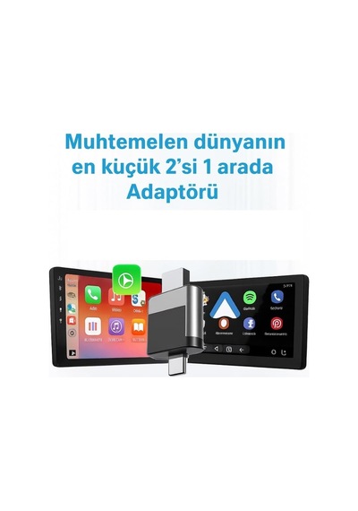Kablosuz Carplay Ve Android Auto Adaptörü Mini Ergonomik 2in1