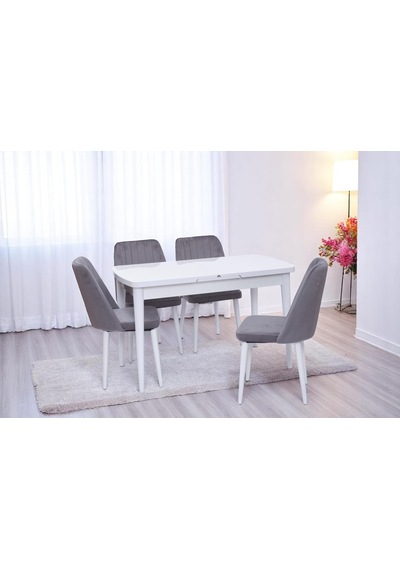 Nehir Milano Mdf Lak Panel Açılır Mutfak Masa Takımı 75x130cm beyaz