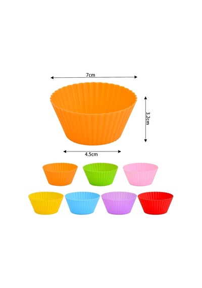 12 Adet Silikon Tekrar Kullanılabilir Muffin, Kek, Cupcake Kalıbı Kalıpları Çok Renkli