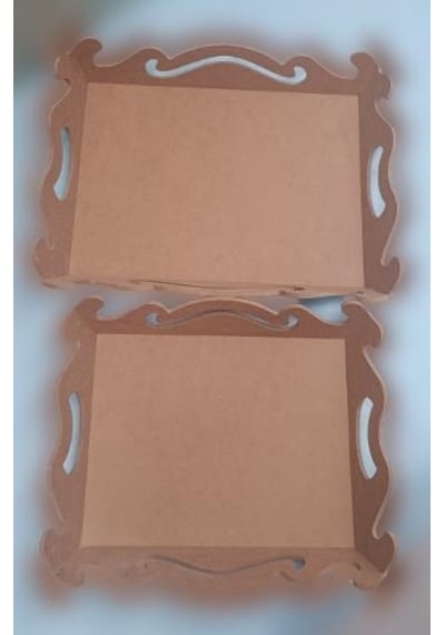 Hobi Dekoratif Model Öymalı Dalga Tepsi Takımı Ahşap HAM MDF El Yapımı