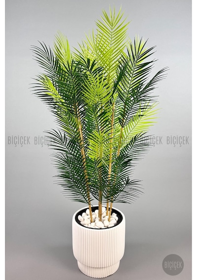 Biçiçek Yapay Areka Palmi̇yesi̇ 48 Yapraklı 150 Cm Beyaz Vega Saksıda