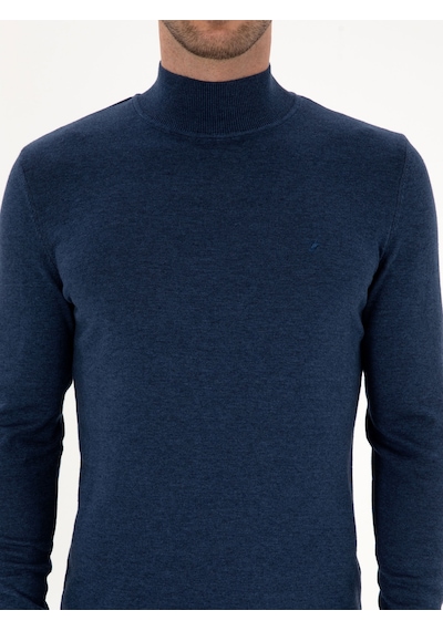 Cacharel İndigo Slim Fit Pamuk Karışımlı Yarım Balıkçı Yaka Triko Kazak Mavi