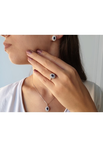 Sirius 0,93 Karat Pırlanta Ve Safir Anturaj Küpe 0804E0081