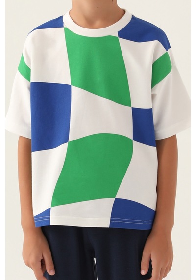 Rolypoly Geometic Krem Erkek Çocuk Bermuda Takım 5274-43125 Krem