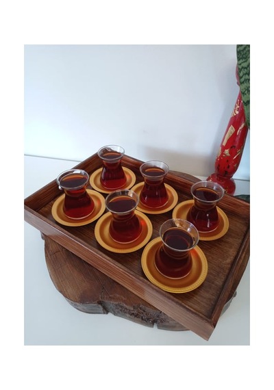 Kahverengi Eskitme Ahşap Dekoratif Kahve, Çay, Söz, Nişan, Sunum , Servis Tepsisi Eskitme Kahverengi