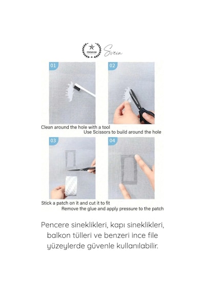 Yamabandı Sineklik Tamir Bandı Yapışkanlı Fiber Tül Yama 50 Mm X 2 Metre Delik Onarım Bandı Pencere
