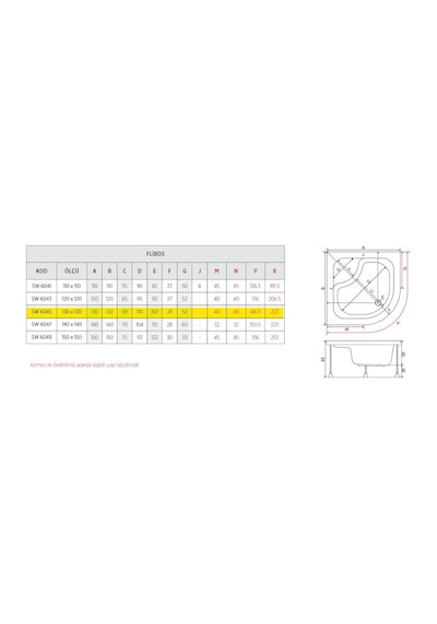 Shower 130X130 Flıbos Oval Küvet