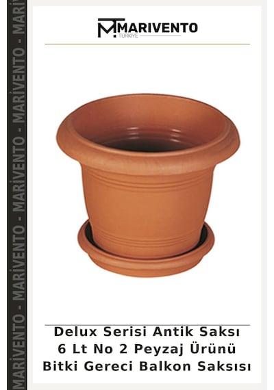 Delux Serisi Antik Saksı 6 Lt No 2 Peyzaj Ürünü Bitki Gereci Balkon Saksısı