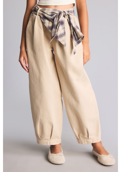 Defacto Ekose Kemerli Barrel Fit Gabardin Pantolon Kız Çocuk I5832a826wnbg106 Bej-bg106