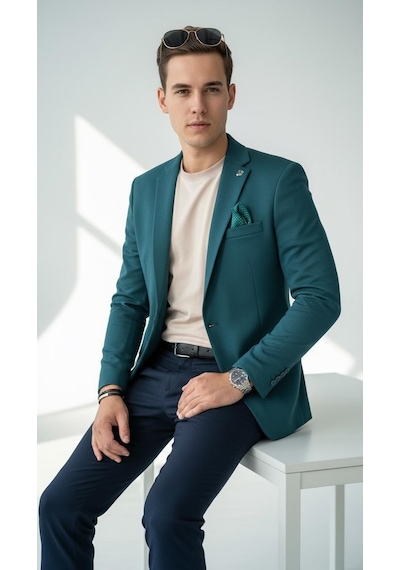 Plus Scorpion Petrol Yeşili Erkek Blazer Ceket Esnek Comfort Kumaş, Slim Fit İtalyan Kesim Tek Düğmeli Model Petrol Yeşili Plus Scorpion Petrol Yeşili Erkek Blazer Ceket Esnek Comfort Kumaş, Slim Fit İtalyan Kesim Tek Düğmeli Model Petrol Yeşili
