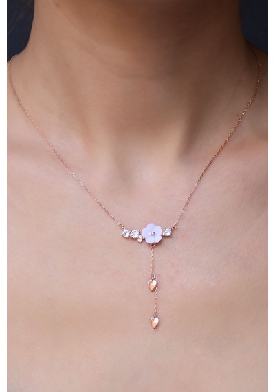 Papatya Silver 925 Ayar Gümüş Rose Kaplama Kardelen Çiçeği Kolye