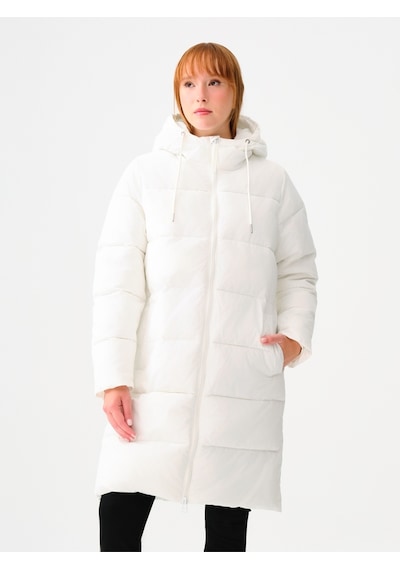 Loose Fit Kadın Mont Beyaz