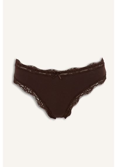 Defacto Fiyonk Ve Dantel Detaylı Ribana 2li Slip Külot I4131ax26aubg588 Bej-bg588