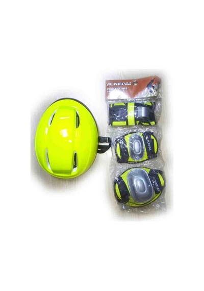 Sarı Kask Dizlik Dirseklik Eldiven Koruyucu Set Sarı