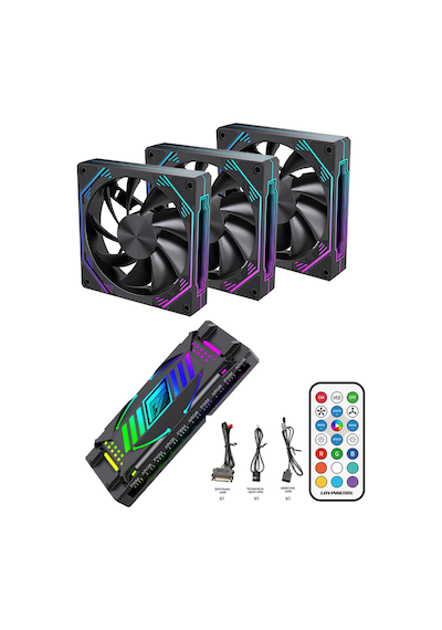 Ng-o120b 3 Adet 120mm Argb Fan 11x Argb Pwm Slot Kontrolcü Ve Kumanda Siyah