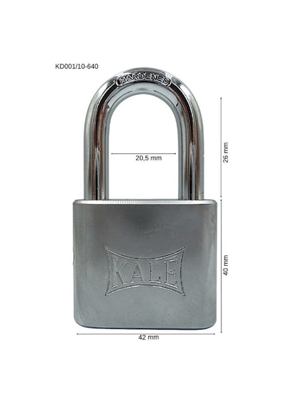 Kale Kd001/10-640 Prinç Asma Kilit 40 Mm Nikel Kaplamalı