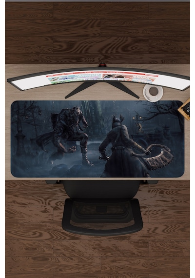 Bloodborne Kaymaz Dikişli Kauçuk Oyuncu Mousepad V2 - 90x40 Xxl Gaming Mouse Pad Fare Altlığı
