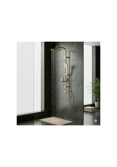 Elmas Duş Gold Oval Tall Sistem Duş Seti Altın