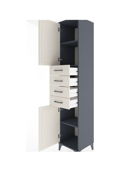 Hyperion Dolap 3 Raflı 4 Çekmeceli 2 Kapaklı 44x44x221 Antras... Antrasit