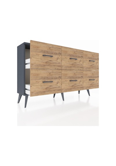 Arges Konsol 6 Çekmeceli 132x30x83 Antrasit-antrasit/çam Antrasit/çam Arges Konsol 6 Çekmeceli 132x30x83 Antrasit-antrasit/çam Antrasit/çam