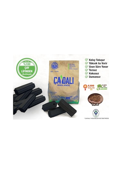 Çaydalı Mangal Kömürü Çaydalı Sıkma Mangal Kömürü 1,5 Kg Siyah