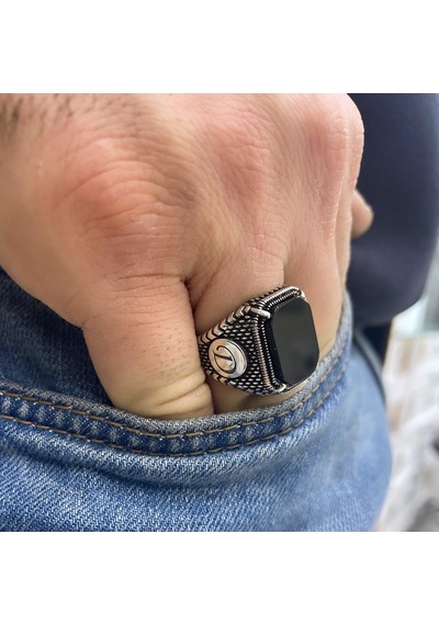 Simurg Jewellery 925 Ayar Gümüş Harfli Erkek Yüzük