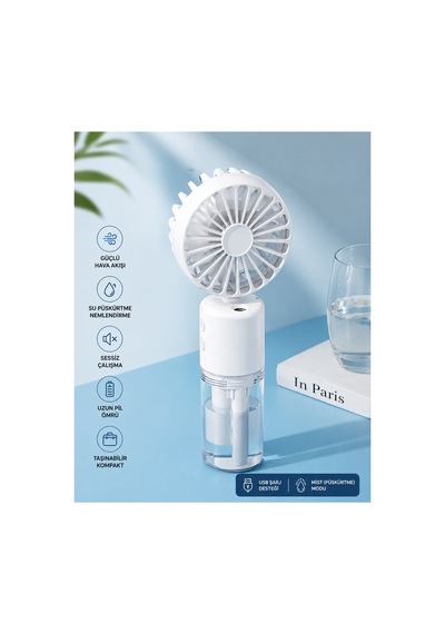 F2 Su Buharı Püskürtmeli Mini Fan Taşınabilir Sulu Buharlı El Vantilatörü Su Hazneli Mini Fan Şarjlı Pervane Boyun Askı İpli Mini Klima