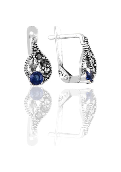 Gümüş Markazit ve Safir Taşlı Damla Modeli Küpe N11.32686