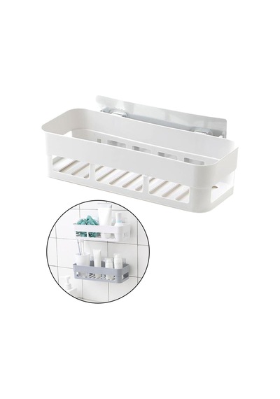 Banyo Köşeliği Şampuan Rafı Banyo Rafı Güclü Yapıstırıcılı Delmeye Gerek Yok Plastik Beyaz Diğer