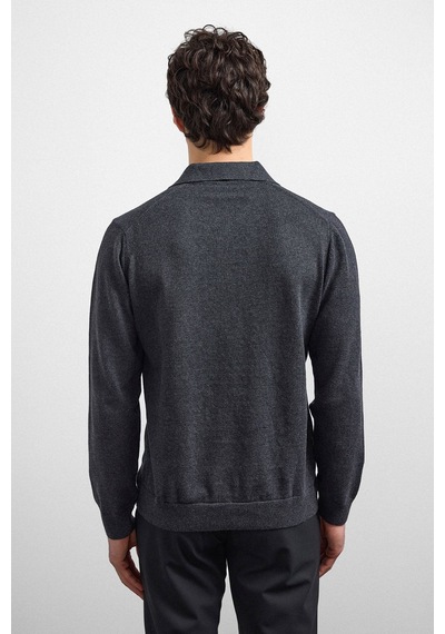 Back And Bond Antrasit Relaxed Fit Polo Yaka Triko Kazak