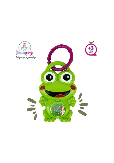 Kurbağa Figürlü Işıklı Sesli Çıngırak Bebek Oyuncağı +3 Ay Beyaz