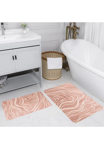 Rovigo Home Baskılı Kaymaz Taban 2 Li Banyo Paspas Takım Rvg5205-100X60-60X50 Çok Renkli