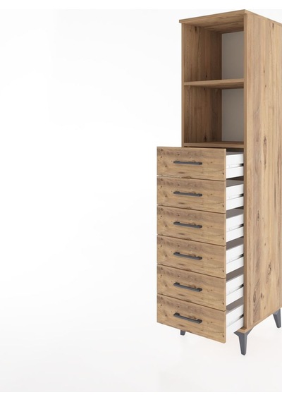 Hyperion Dolap 2 Raflı 6 Çekmeceli 44x44x182 Çam-çam Çam