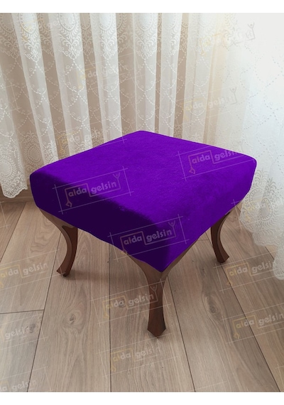 Ayak Ucu Kapı Önü Antre Düz Bench Puf Ceviz Ayak Mor