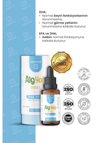 Erbatab Alg Yağı Omega3 30 ML